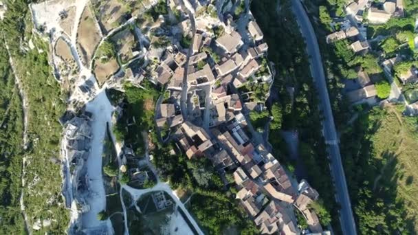 Village Les Baux Provence Bouches Rhone Frankrike Från Himlen — Stockvideo