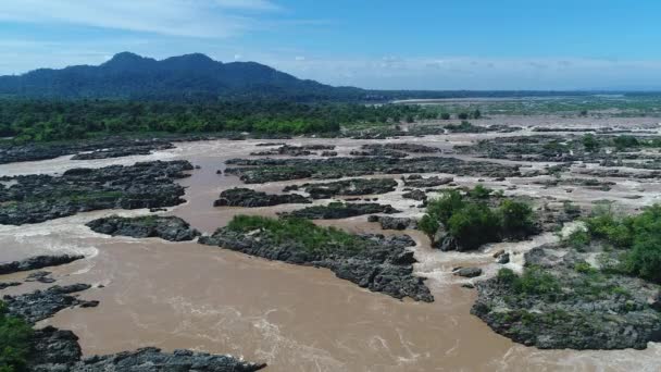 000 Inseln Der Nähe Von Don Det Südlichen Laos Vom — Stockvideo