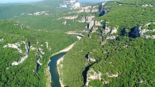 Las Gargantas Del Ardeche Francia Vistas Desde Cielo — Vídeo de stock