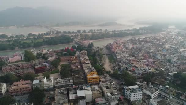 Ciudad Haridwar Estado Uttarakhand India Visto Desde Cielo — Vídeo de stock