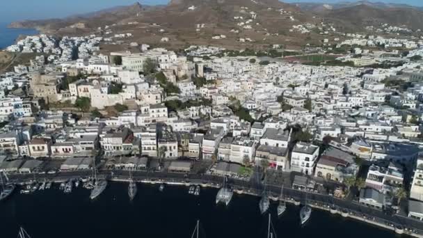 Dorp Chora Het Eiland Naxos Cycladen Griekenland Vanuit Lucht — Stockvideo