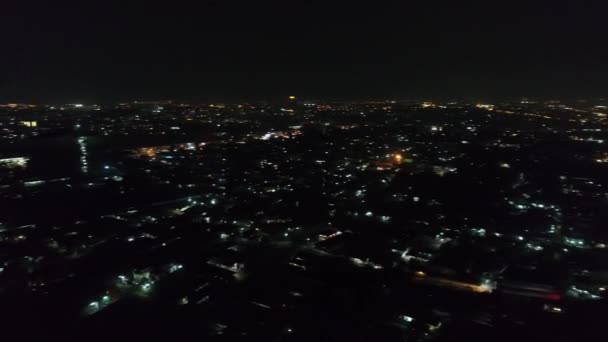 Vientiane Stad Laos Natten Sett Från Himlen — Stockvideo