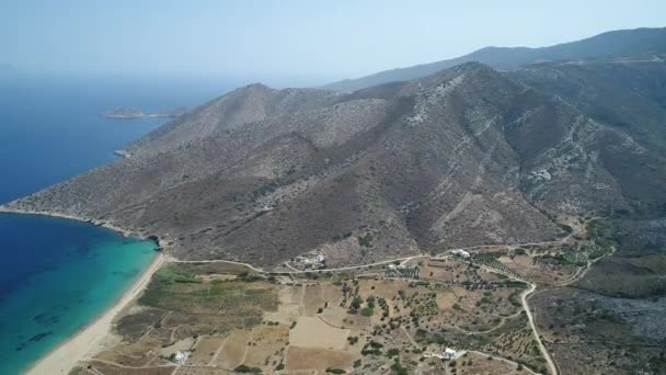 Mylopotas Sull Isola Ios Nelle Cicladi Grecia Visto Dal Cielo — Video Stock