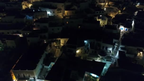Village Chora Sur Île Ios Nuit Vue Sur Ciel — Video