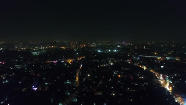 New Delhi Stad Natten Indien Sett Från Himlen — Stockvideo