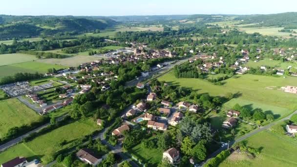 Pueblo Siorac Perigord Francia Desde Cielo — Vídeo de stock