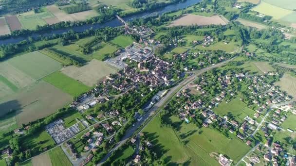 Pueblo Siorac Perigord Francia Visto Desde Cielo — Vídeo de stock