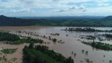 Güney Laos 'ta Don Det yakınlarında gökyüzünden görünen 4000 ada