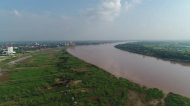 Laos 'taki Vientiane şehri gökyüzünden görüldü.