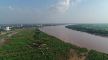 Laos 'taki Vientiane şehri gökyüzünden görüldü.