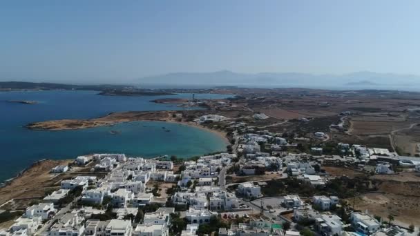 Staden Naoussa Paros Kykladerna Grekland Sett Utifrån — Stockvideo