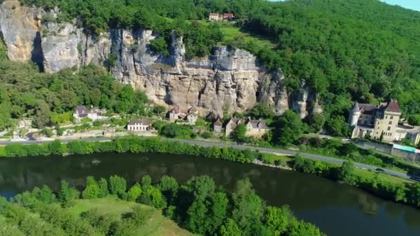 Das Dorf Roque Gageac Perigord Frankreich Vom Himmel Aus Gesehen — Stockvideo