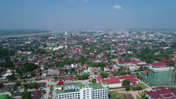 Die Stadt Vientiane Laos Vom Himmel Aus Gesehen — Stockvideo