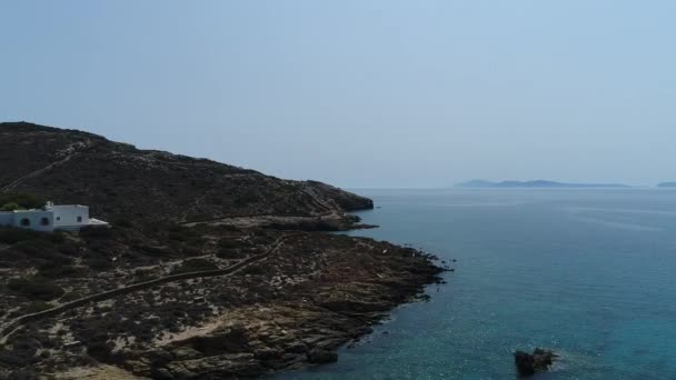 Stranden Magganari Ios Kykladerna Grekland Sett Från Himlen — Stockvideo