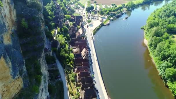 Das Dorf Roque Gageac Perigord Frankreich Vom Himmel Aus Gesehen — Stockvideo