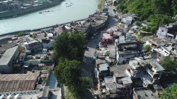 Stad Uttarkashi Staat Uttarakhand India Gezien Vanuit Lucht — Stockvideo