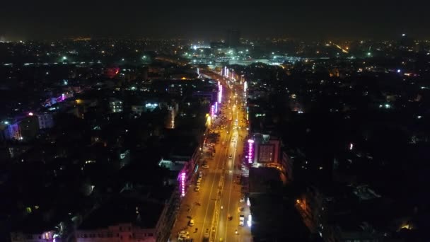 Nueva Delhi Por Noche India Visto Desde Cielo — Vídeo de stock