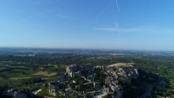 Pueblo Les Baux Provence Bouches Rhone Francia Desde Cielo — Vídeo de stock