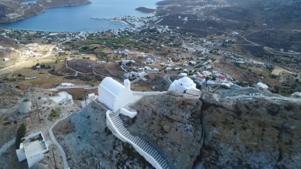 Village Chora Serifos Kykladerna Grekland Från Himlen — Stockvideo