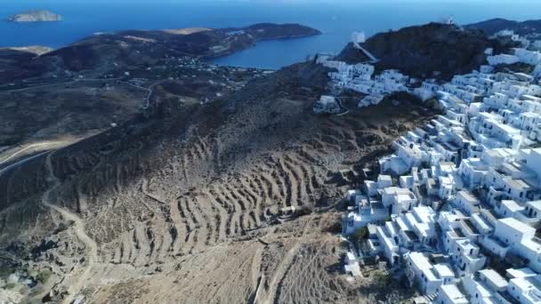 Wioska Chora Wyspie Serifos Cyklach Grecji Nieba — Wideo stockowe
