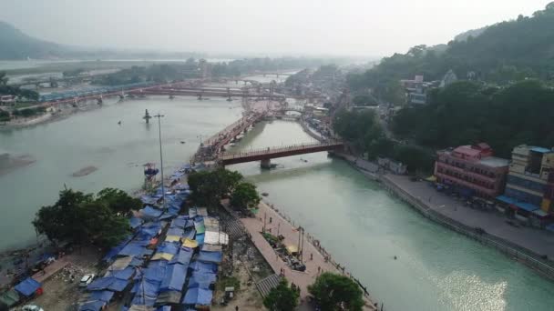 Ciudad Haridwar Estado Uttarakhand India Visto Desde Cielo — Vídeo de stock