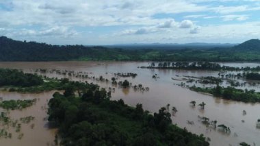 Güney Laos 'ta Don Det yakınlarında gökyüzünden görünen 4000 ada