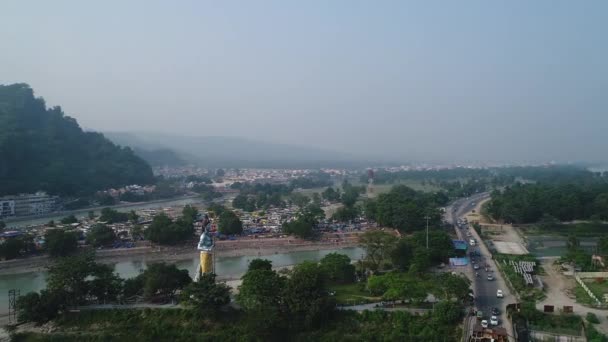 Staden Haridwar Staten Uttarakhand Indien Sett Från Himlen — Stockvideo