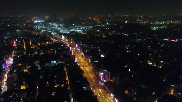 Nueva Delhi Por Noche India Visto Desde Cielo — Vídeo de stock