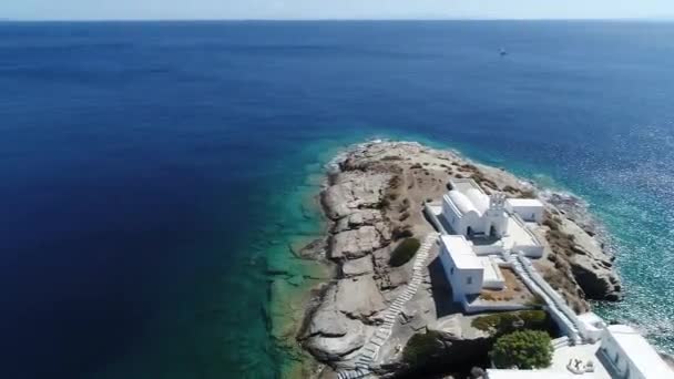 Strand Van Faros Het Eiland Sifnos Cycladen Griekenland Gezien Vanuit — Stockvideo