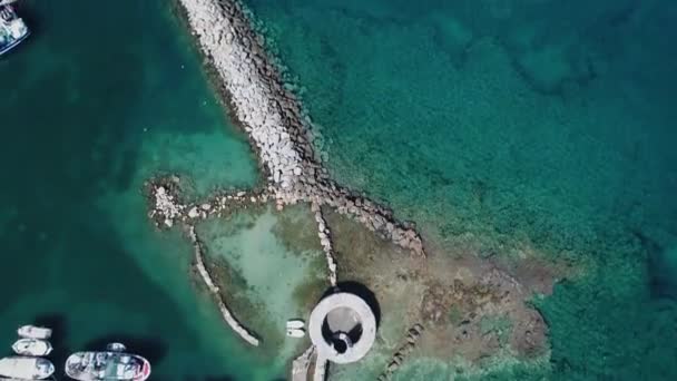 Město Naoussa Ostrově Paros Kykladech Řecku Spatřeno Oblohy — Stock video