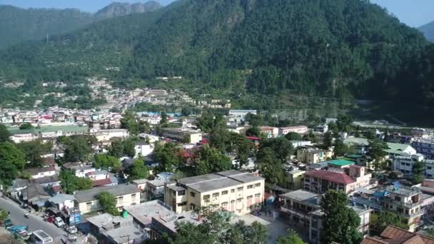 Stad Uttarkashi Staat Uttarakhand India Gezien Vanuit Lucht — Stockvideo