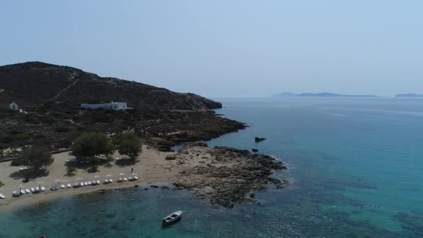 Plaża Magganari Wyspie Ios Cykladach Grecji Widziana Nieba — Wideo stockowe