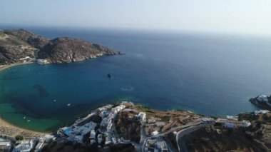 Yunanistan 'ın Kiklad adasındaki Ios adasındaki Mylopotas gökyüzünden görüldü