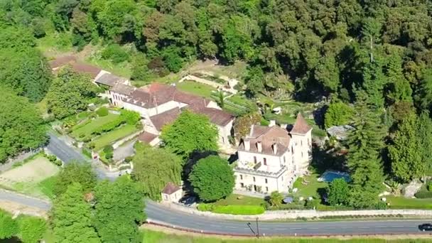 Pueblo Roque Gageac Perigord Francia Visto Desde Cielo — Vídeos de Stock