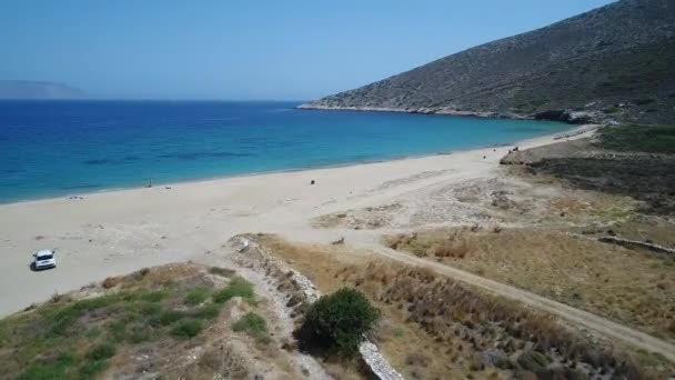 Mylopotas Sur Île Ios Dans Les Cyclades Grèce Vue Ciel — Video