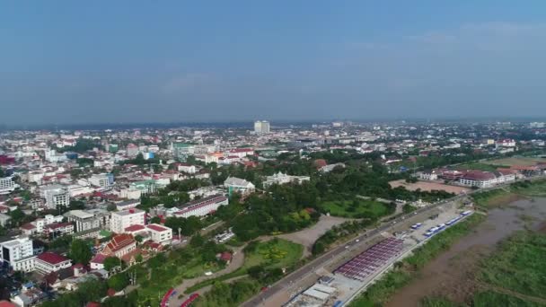 Staden Vientiane Laos Sett Från Himlen — Stockvideo