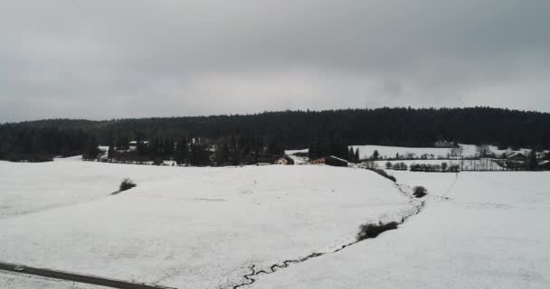 Dorp Saint Point Lac Doubs Frankrijk Gezien Vanuit Lucht — Stockvideo