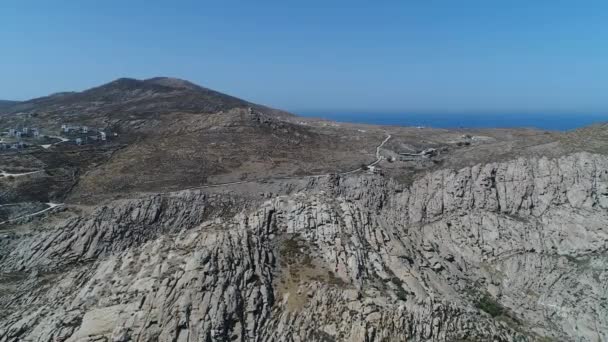 Playa Kolimpithres Isla Paros Las Cícladas Grecia Vista Desde Cielo — Vídeo de stock