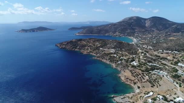 Playa Faros Isla Sifnos Las Cicladas Grecia Vistas Desde Cielo — Vídeo de stock