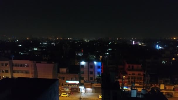 空から見たインドの夜のニューデリー — ストック動画
