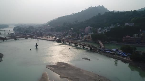 Staden Haridwar Staten Uttarakhand Indien Sett Från Himlen — Stockvideo