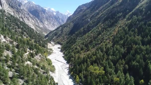 Gangotri Landsby Staten Uttarakhand Indien Set Fra Himlen – Stock-video