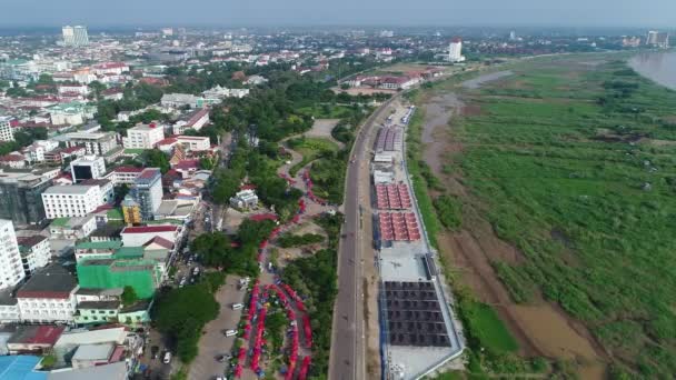 Staden Vientiane Laos Sett Från Himlen — Stockvideo