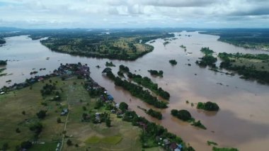 Güney Laos 'taki Don Det yakınlarında gökyüzünden görünen 4000 ada.