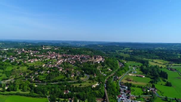 Belves Pueblo Perigord Francia Visto Desde Cielo — Vídeo de stock