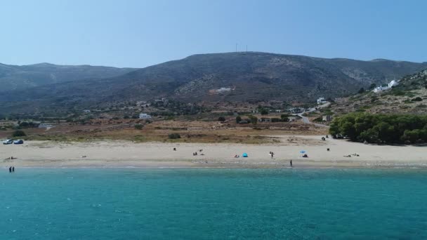 Mylopotas Pulau Ios Cyclades Yunani Terlihat Dari Langit — Stok Video