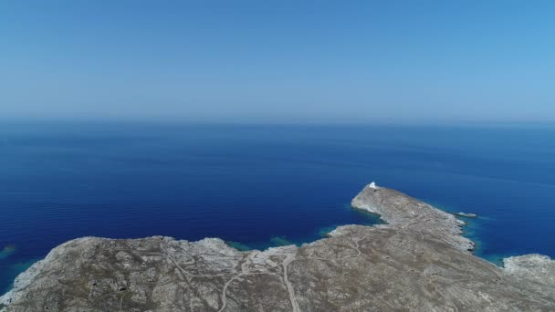 Stranden Piperi Naoussa Paros Grekland Med Utsikt Över Luften — Stockvideo