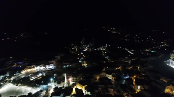 Villaggio Chora Sull Isola Ios Vista Sul Cielo Sulla Notte — Video Stock