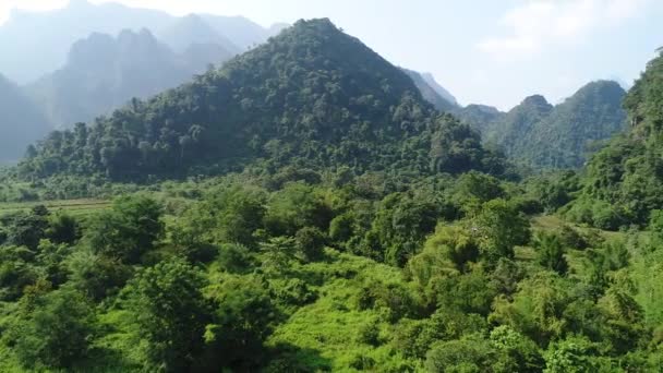 Природный Ландшафт Вблизи Города Ван Вьенг Лаосе Видимый Неба — стоковое видео