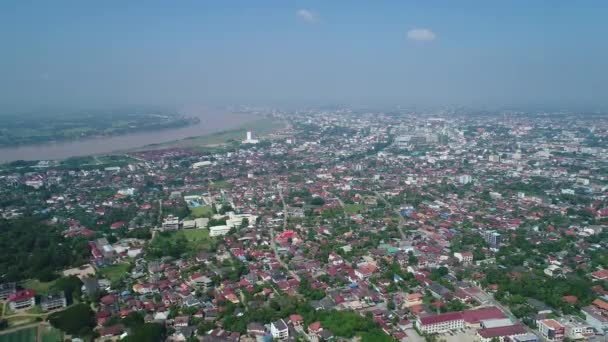 Staden Vientiane Laos Sett Från Himlen — Stockvideo